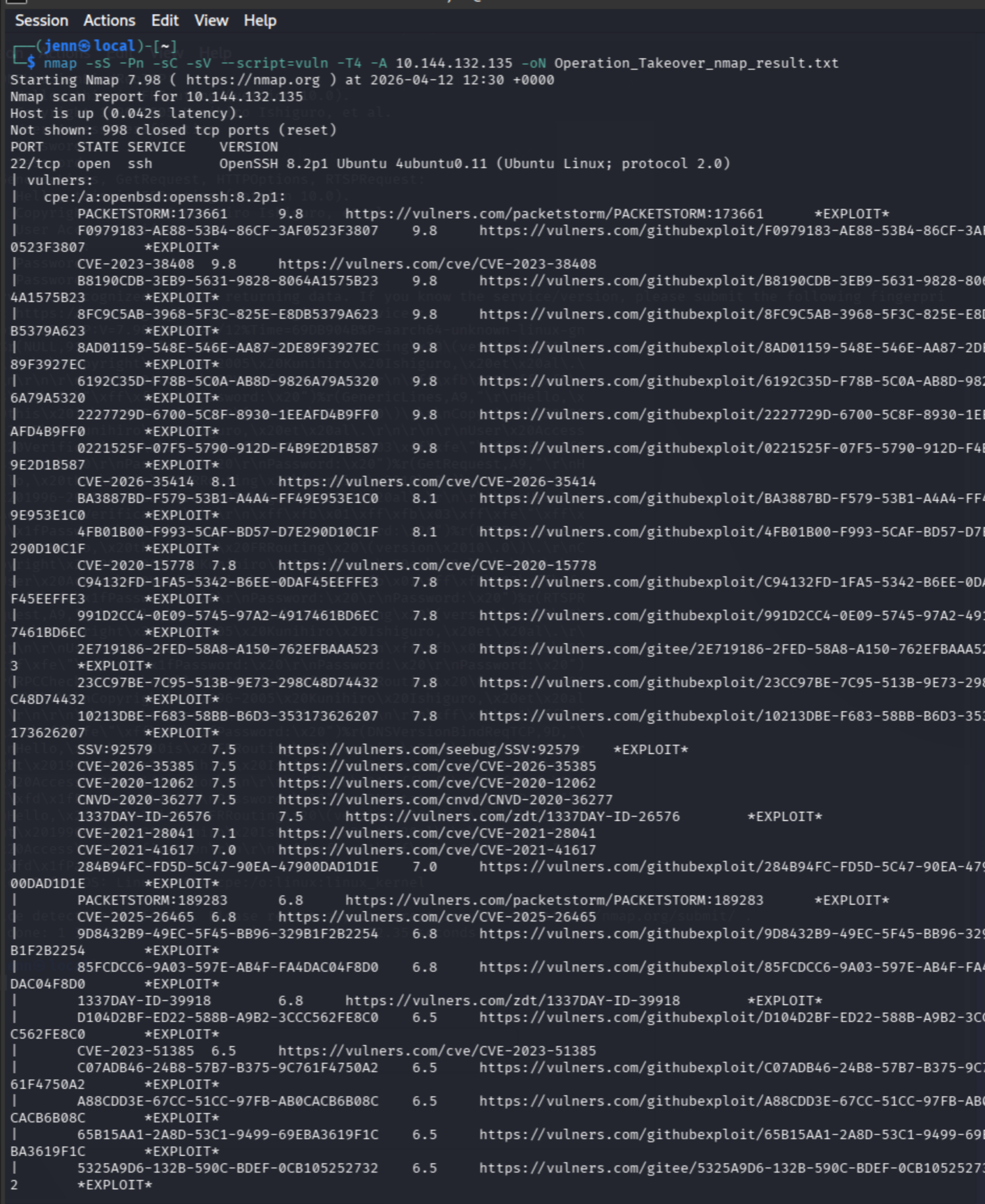 vuln scan running